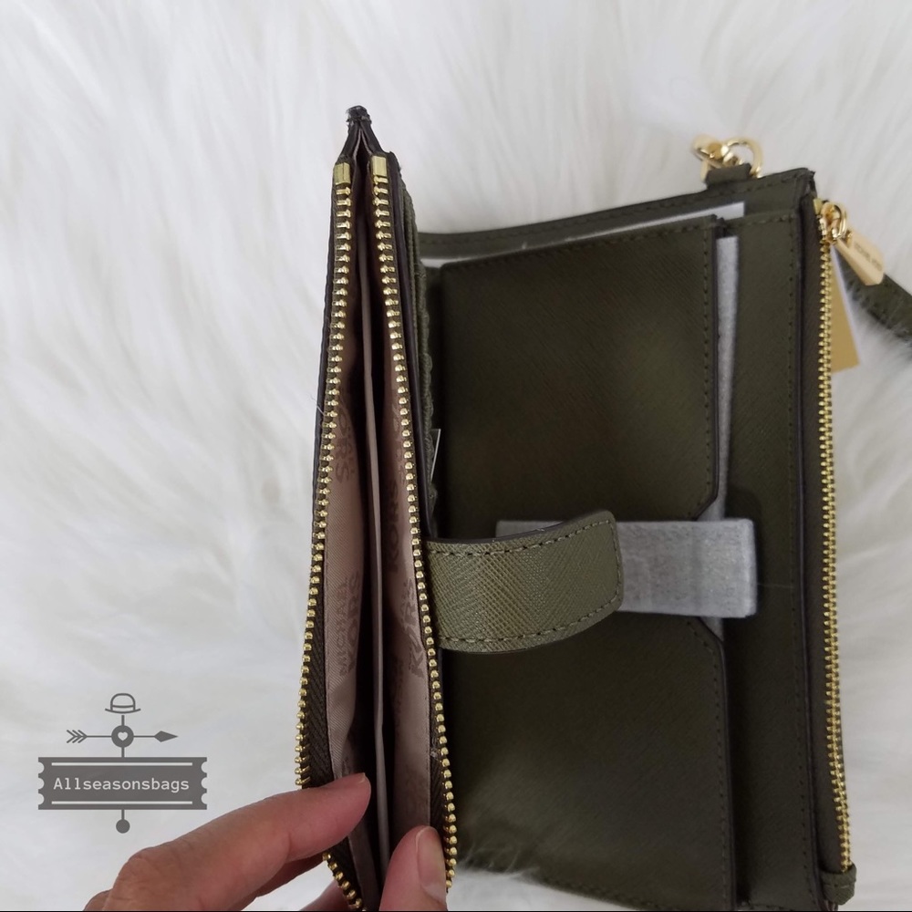 Michael Kors double zip Wrislet wallet brown olive - Picture 4 of 8